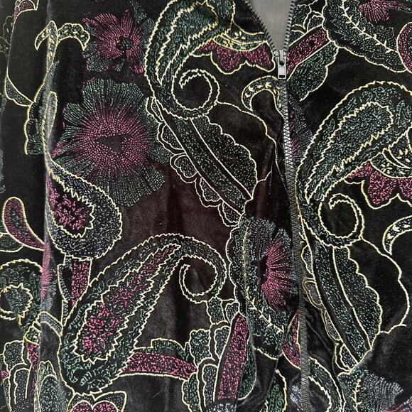 Vintage 90's Mixture Velvet Paisley Bomber Jacket - Picture 4 of 4
